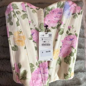 Zara floral corset top S, NEW!